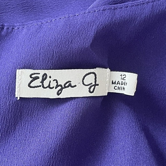 Eliza J Women’s Size 12 Sheath Dress Lined Pockets Tie Waist Purple Cocktail - Picture 10 of 11